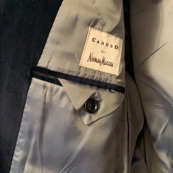 Caruso Navy Blue Velvet Blazer - Picture 5 of 6